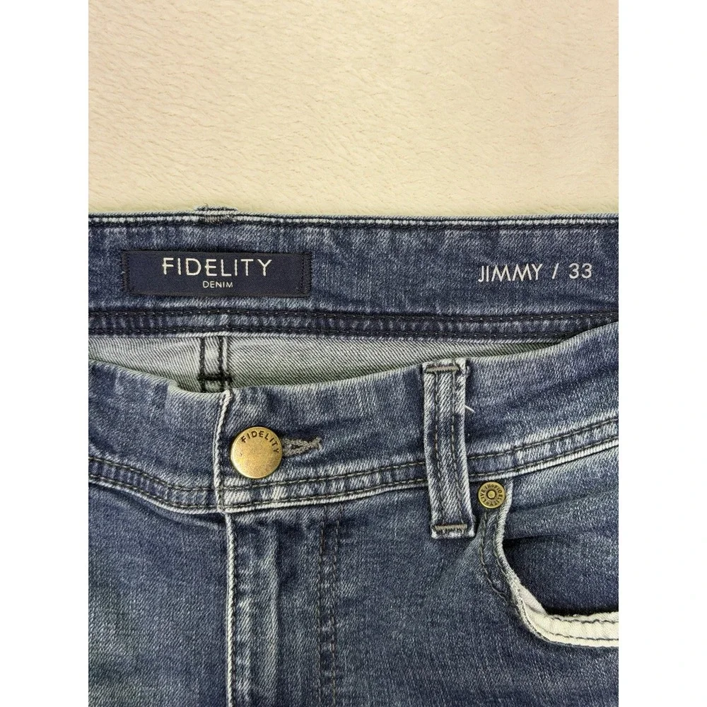 Fidelity Denim Jeans Mens 33x31 Blue Straight Slim Jimmy Medium Wash Stretch